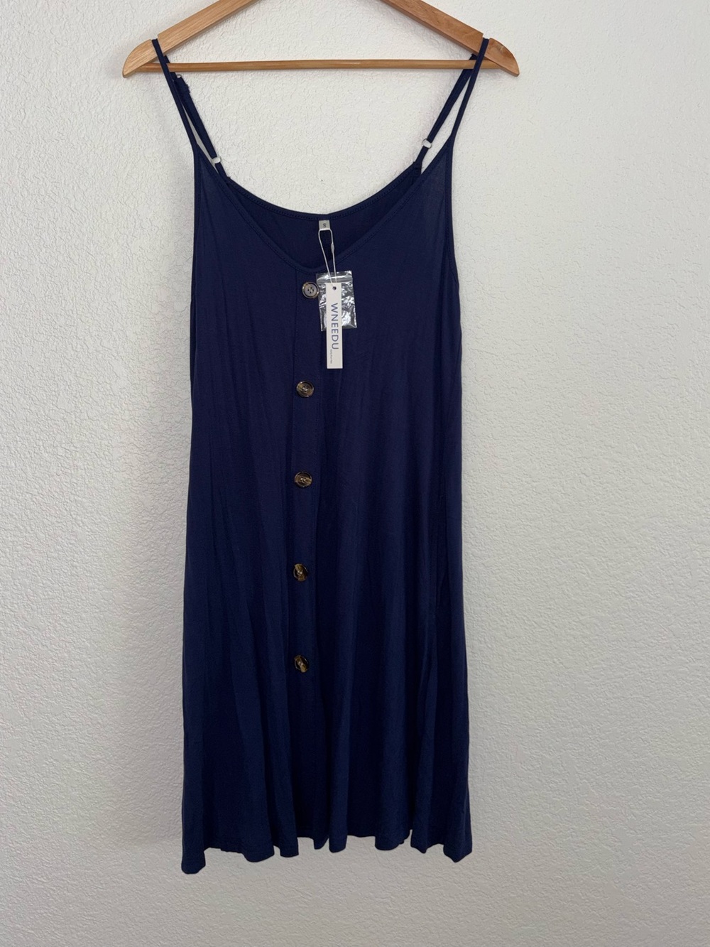 WNEEDU Navy Button Front Swing Dress | Small | NWT